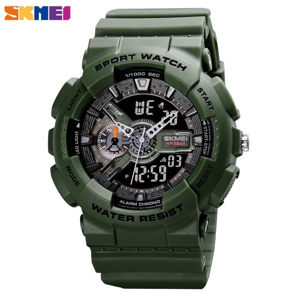 SKMEI Clock Fashion Digital Watch Men Shockproof Waterproof Dual Time Wristwatches LED Display Chrono Alarm Clock Mens Watches