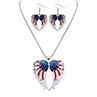Independence Day USA Flag Patriotic Wings Women Neckle Earrings Jewelry Set