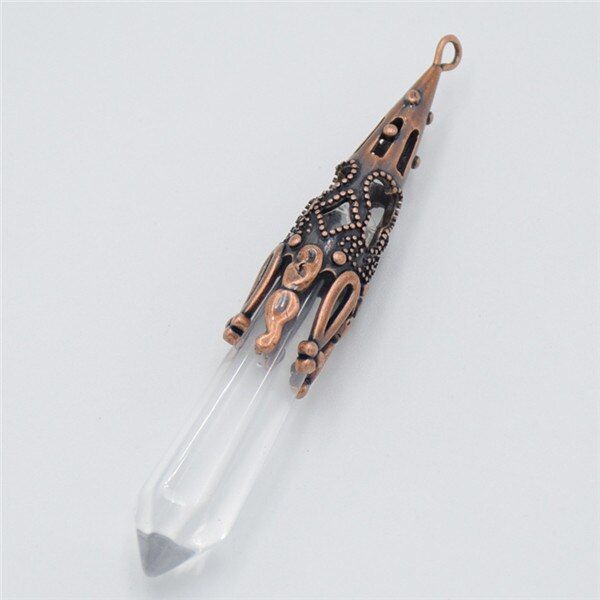 Retro Natural Gem Stone Pendulum for Divination Wicca Birthstone Chakra Reiki Amethysts Quartzs Opal Lapis Lazuli Stone Pendants