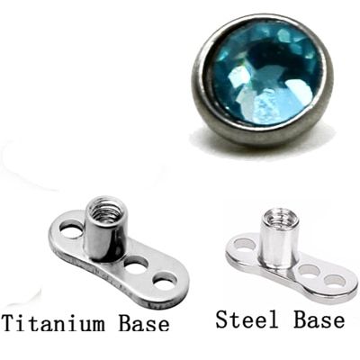 1pcs/lot 16G Titanium or Steel Gem Head Micro Dermal Anchor Crystal Top Dermal Piercing Body Jewelry