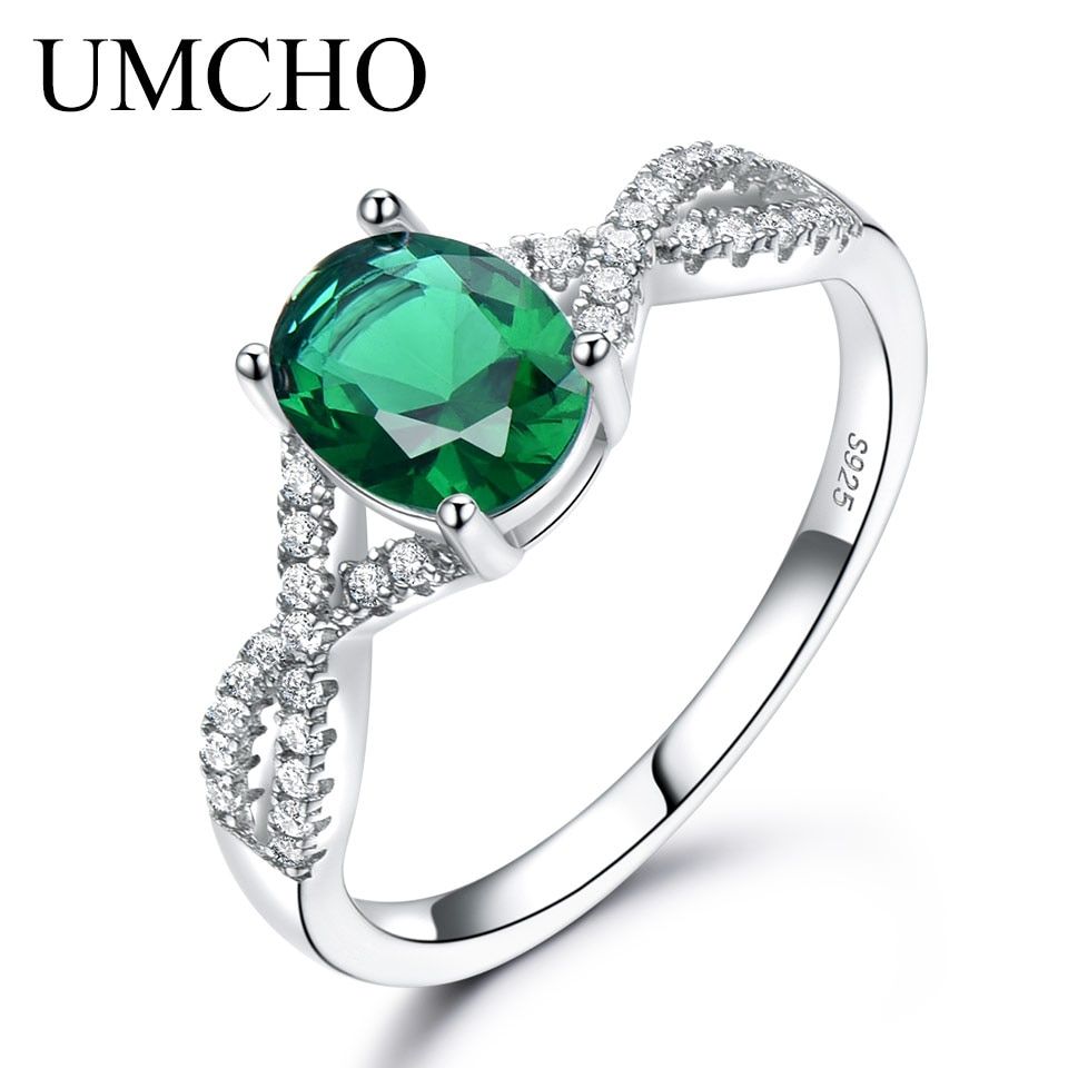 UMCHO Solid 925 Sterling Silver Rings for Women Party Gift Oval Zircon Romantic Engagement Wedding Jewelry Band Ring for Girls
