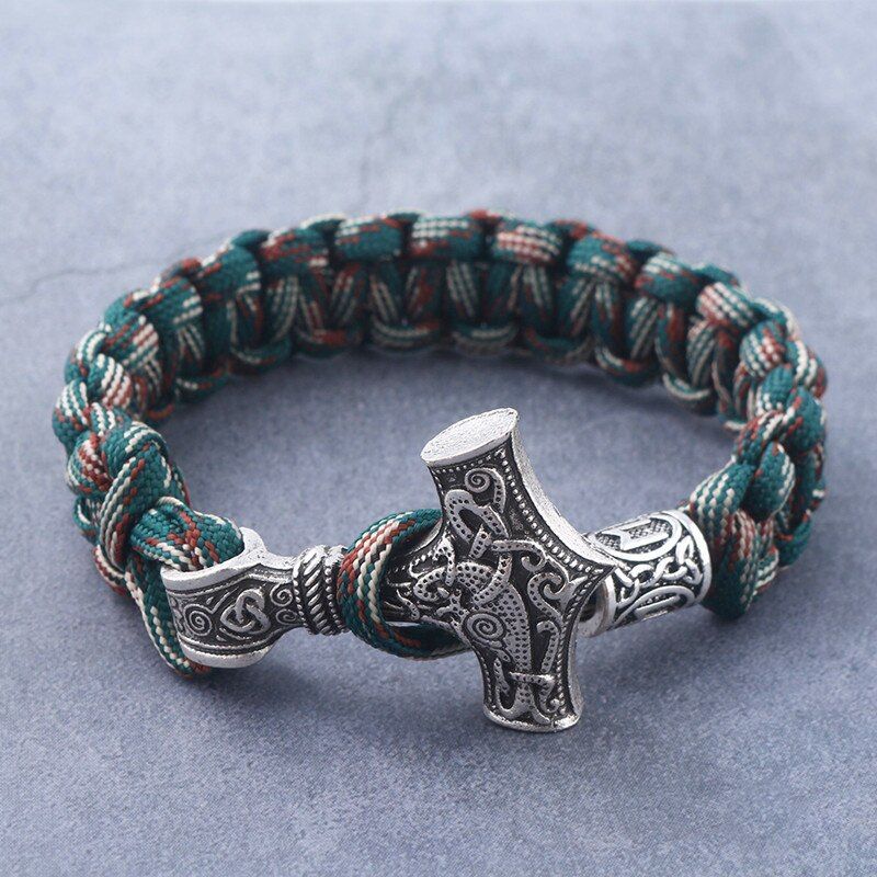 rongji jewely fashion Viking Ax Wrap Bangles Bracelets amulet thor 2 methods of use Cosplay Jewelry Men Women