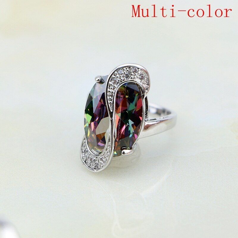 Trendy 925 Sterling Silver Jewelry 11 Multi-color Cubic Zirconia Rings For Women Rings Size 6 7 8  9 10