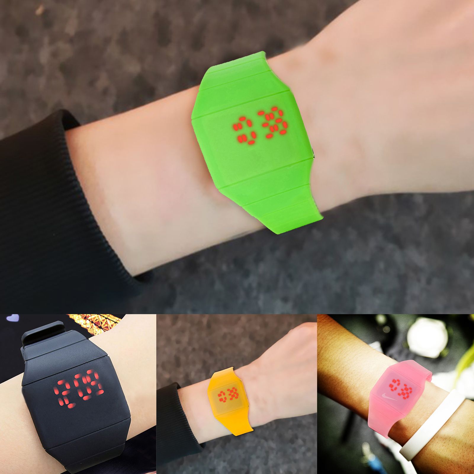 Fashion Men Lady Touch Digital LED Silicone Sport Wristwatch Ultra-thin Watch