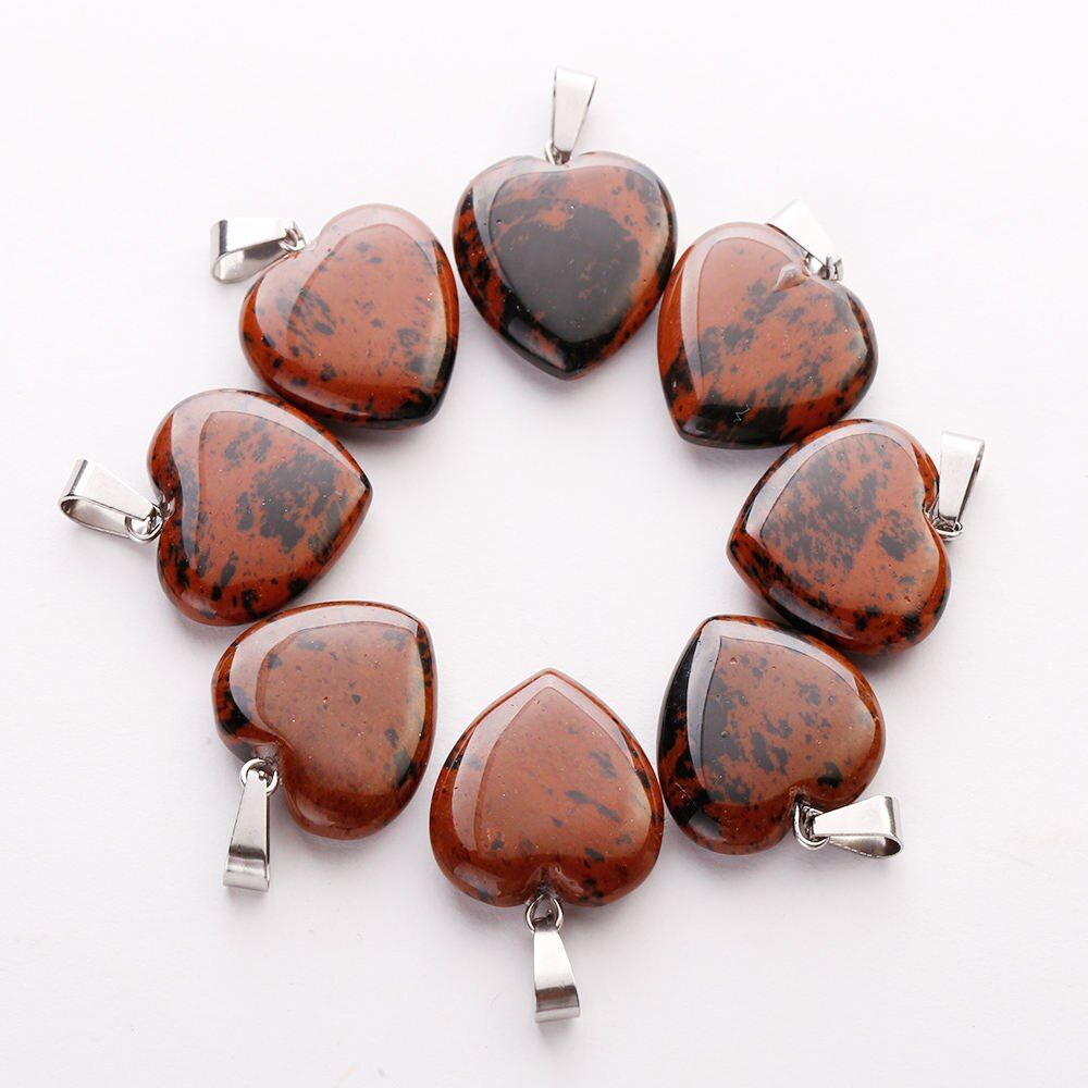 Fubaoying Natural Crystal Pink Heart Pendants Necklace Stone Pendant 20mm 50pcs/lot Charms For Jewelry Making