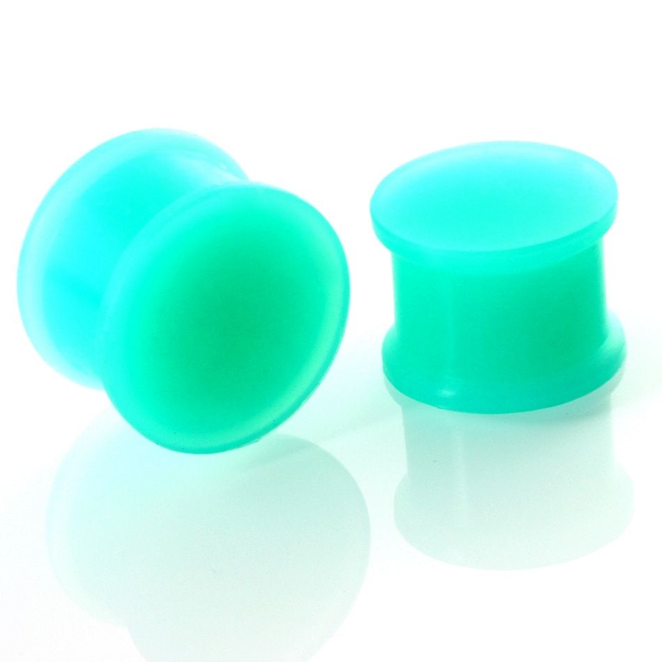 2Pcs Ear Flesh Tunnel Flexible Hider Plugs Piercing Green Hollow Tunnel Gauges Ear Stretcher Piercing Jewelry