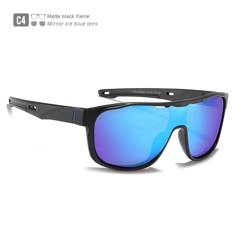 KDEAM One Piece Shape larized Sunglasses Men Srts Shield Glasses Oversized Reduce windage Designed Frame-C4