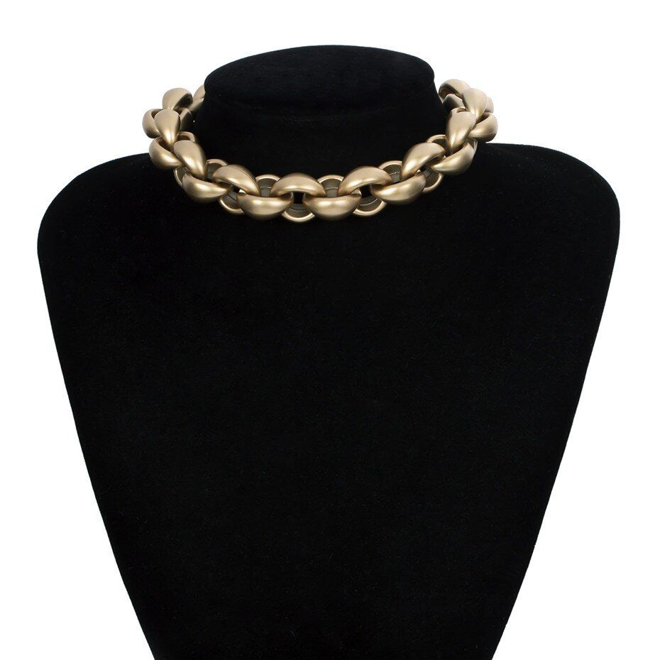 Lacteo Punk Hip Hop Thick Chunky Clavicle Chain Choker Necklace Women Exaggerated Cross Chain Charm Necklace Female Jewelry Gift