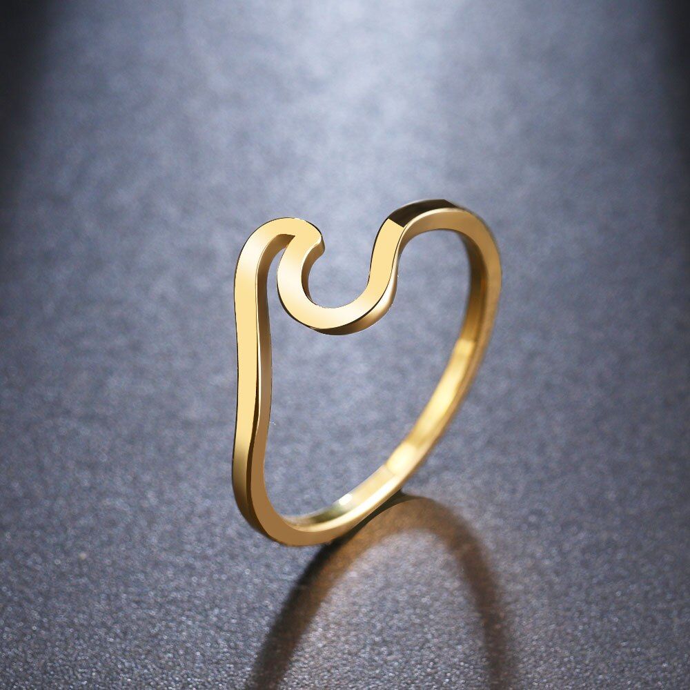 CACANA Fashion Simple Wave Rings for Women White Gold Color Wedding Party Stainless Steel Jewelry Ladies Gifts Dropshippping
