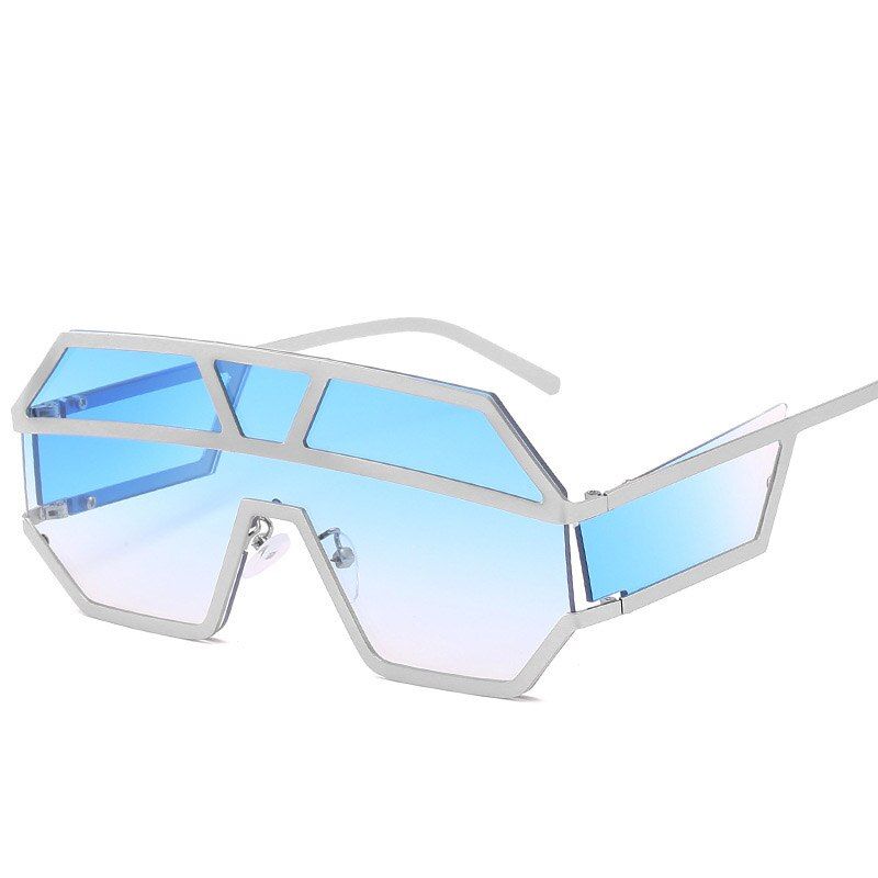 BlueNew Fashion One pieces Sunglasses women 2019 Steampunk UV400 Brand Designer Oversized Sun Glasses Vintage Men Sunglasses Shades