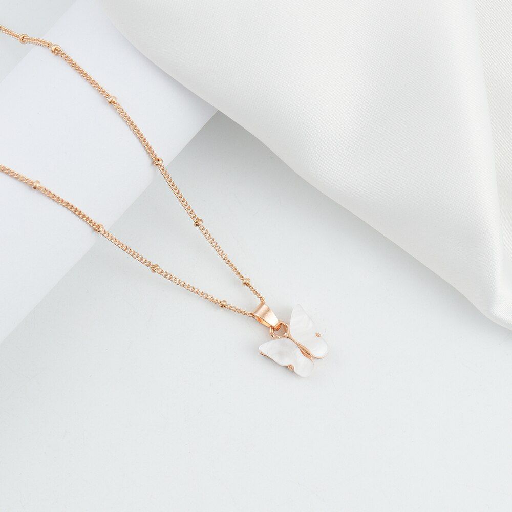 2020 New Bohemian Acrylic Candy Color Butterfly Pendant Necklace Statement Necklace For Women Necklace Jewelry Gifts Wholesale