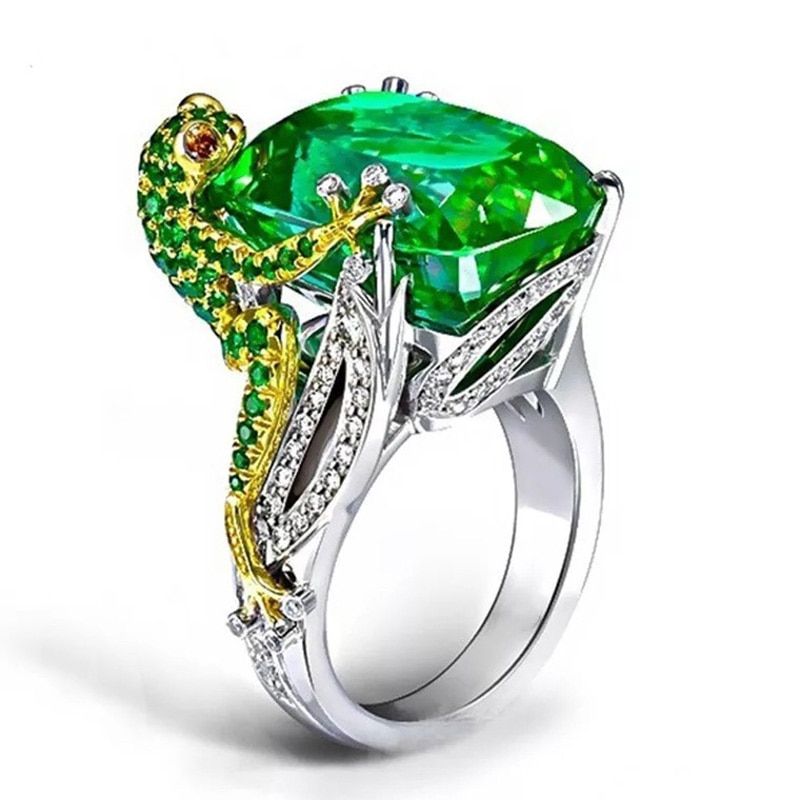 ring big green cubic zirconia crystal rings fashion vintage witcher designer luxury rings for women wedding set jewelry 2020 ne