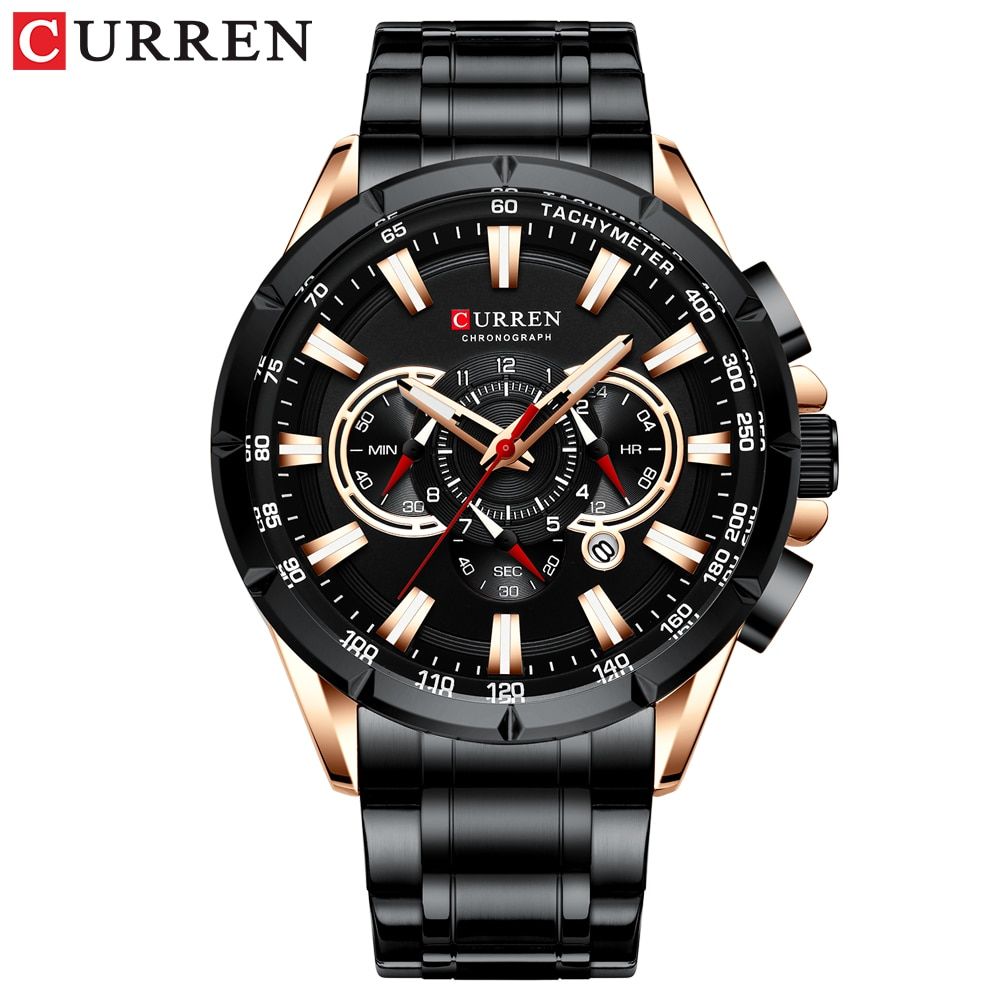 Sports Watches Men‘s Luxury Brand CURREN Stainless Steel Quartz Watch Chronograph Date Wristwatch Fashion Business Male Clock