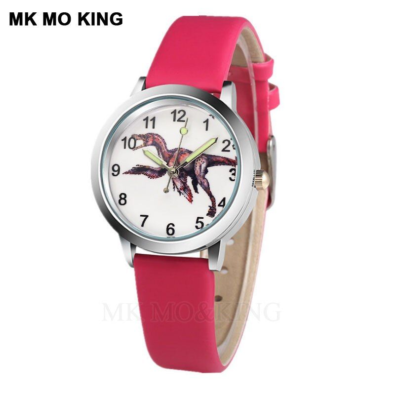 Cute Blue Black Pink Leather Boys Watch Kids Cute Dinosaur Girls Wristwatch Lovely Kid Children Watches Students Clock Gift