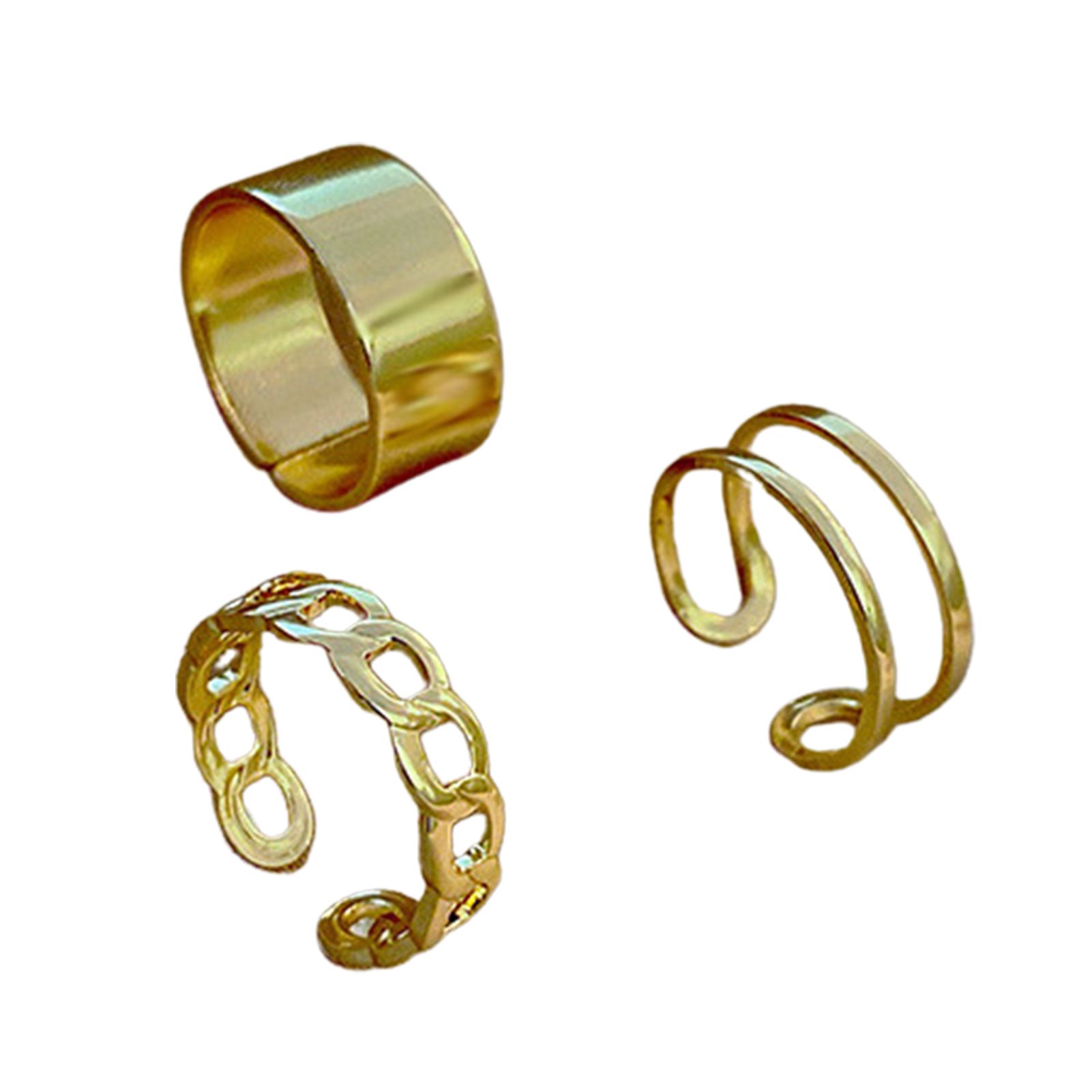 3Pcs/Set Cool Stackable Open Adjustable Finger Ring Knuckle Ring Jewelry Accessory
