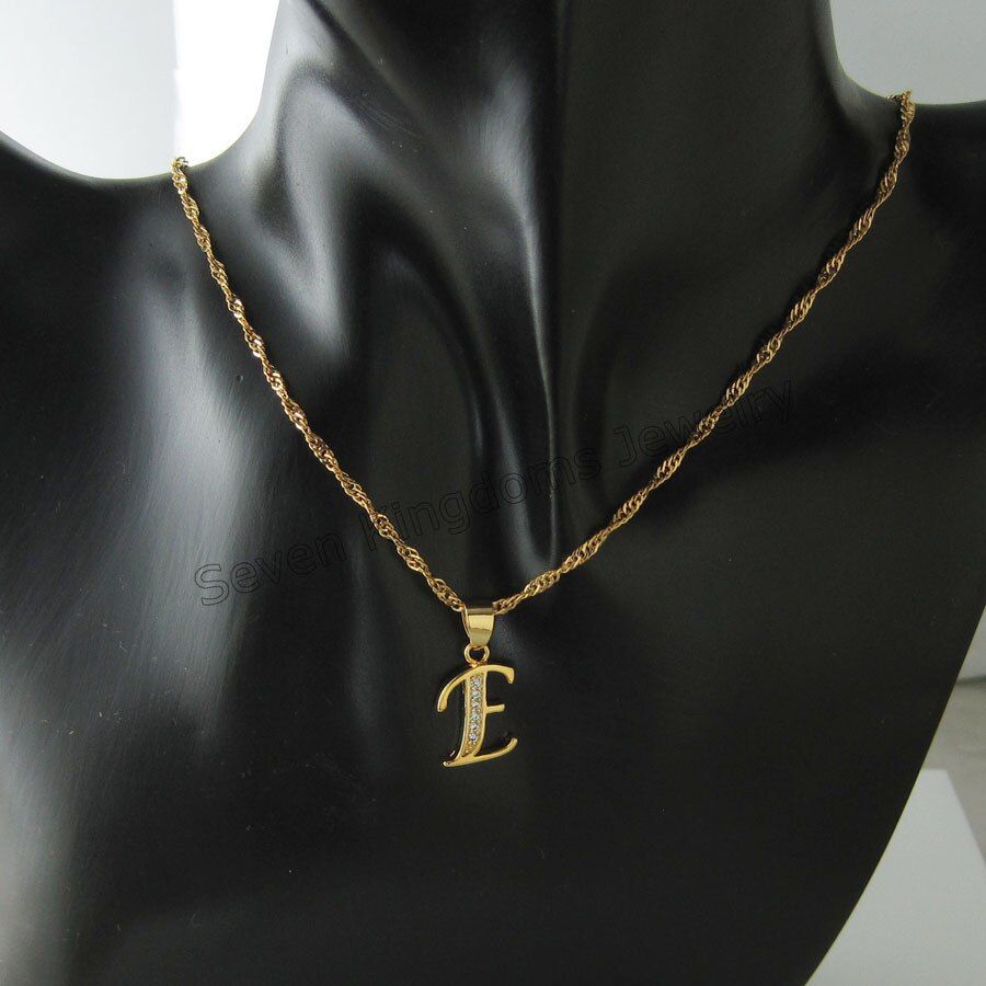 Foromance/23 LETTERS - GP 18"NECKLACE&LETTERS 26 ALPHABETS INITIAL CZ STONE SHINNING PENDANT(null)