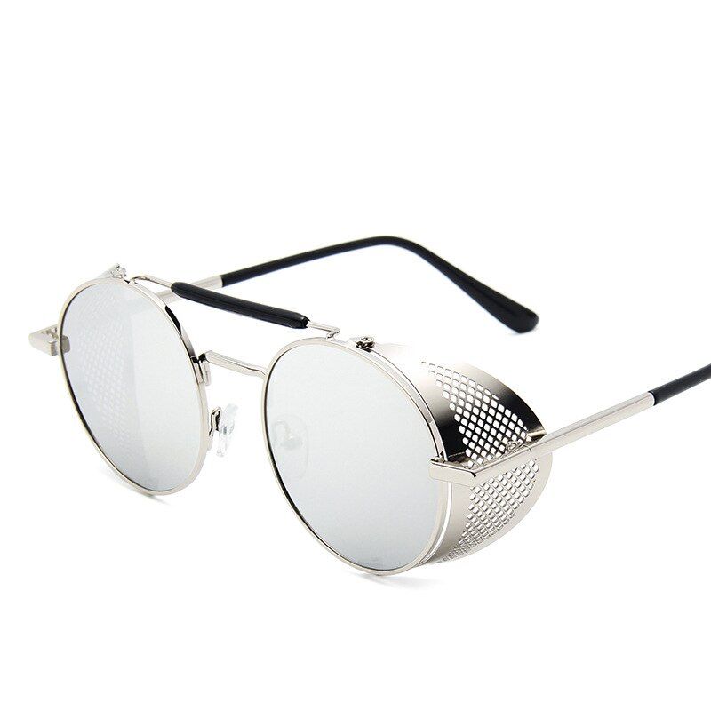 SilverSilverRBROVO Steampunk Retro Sunglasses Men 2021 Luxury Brand Sun Glasses For Men Punk Sunglasses Men Vintage Designer Oculos De Sol