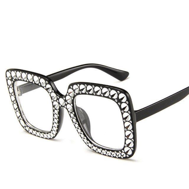 ClearOversized Sunglasses Women Diamonds Square Shades Outdoor Sun Glasses UV400 Lady Vintage Retro Big Frame Luxury Gafas Feminino
