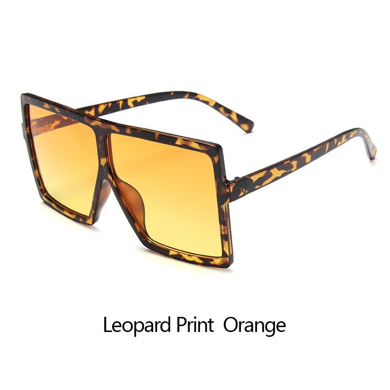 Leopard OrangeEpicool Classic Square Frame Sunglasses Women Oversized Fashion Sun glasses Unique Retro Sunglasses oculos