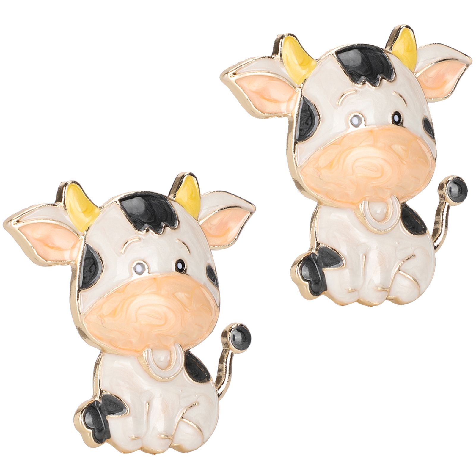 2Pcs Cartoon Brooch Alloy Cute Cow Badge Clothing Lapel Accessories