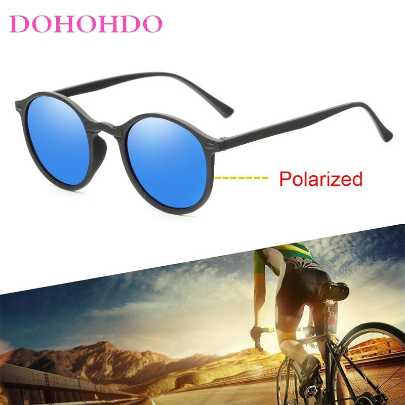 Black BlueDOHOHDO 2021 Vintage Women Men Polarized Sunglasses Round Retro Rivet Frame Sun Glasses Men Goggle Eyewear UV400 Gafas De Sol