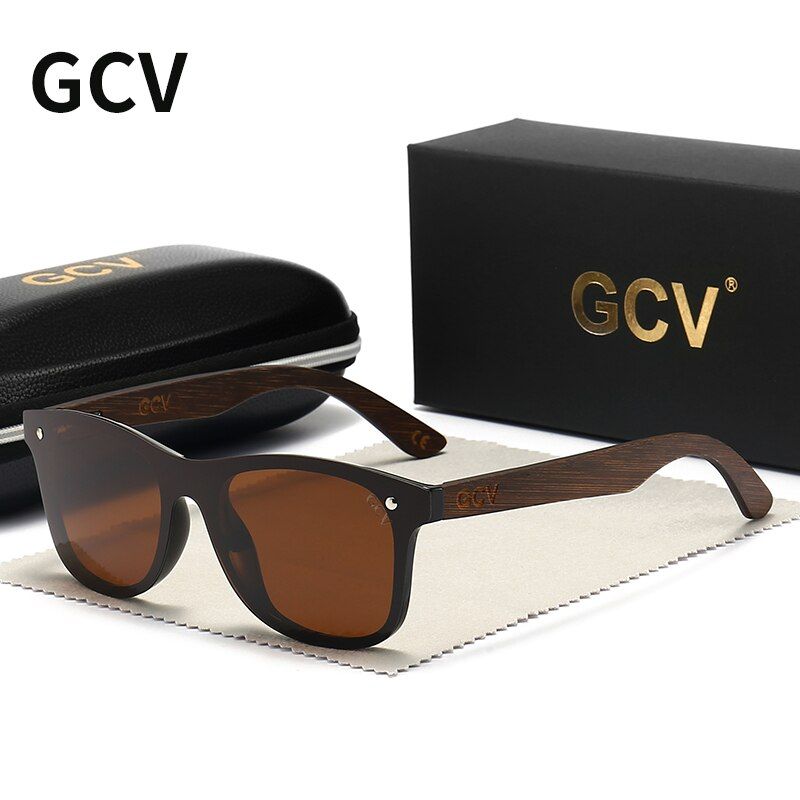 GCV Natural Wooden Photochromic Sunglasses Men Polarized Fashion Sun Glasses  Wood Oculos De Sol Masculino-Tea-Polarized