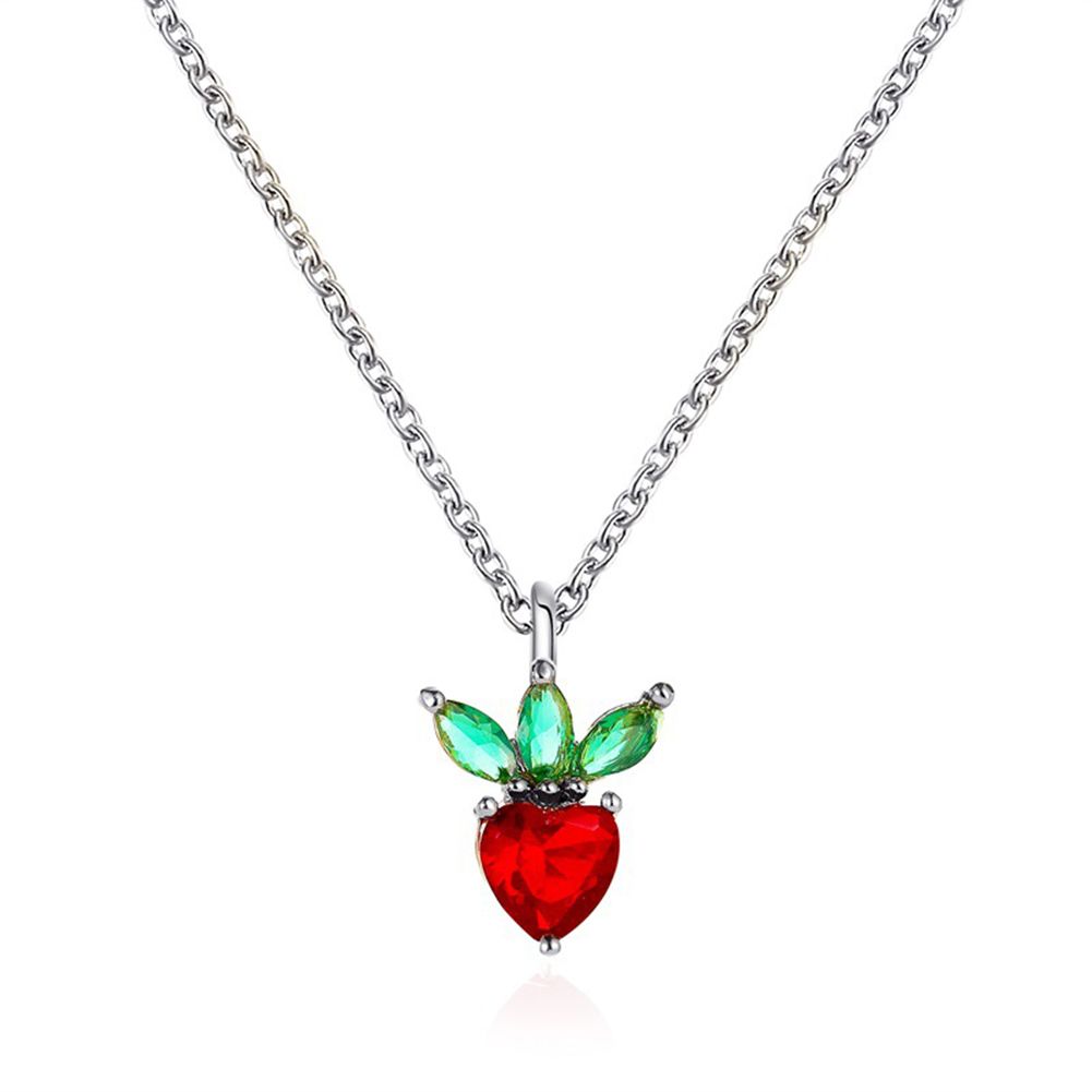 Women Lovely Faux Crystal Grape Apple Shape Clavicle Chain Pendant Jewelry Gift