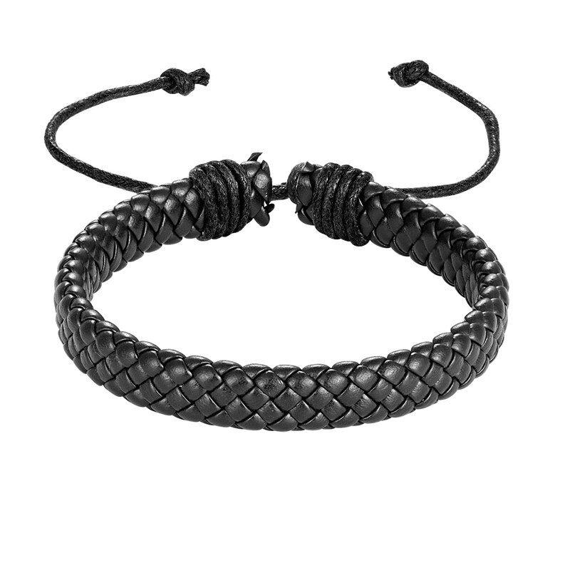 Punk Braided Lace Adjustable Size Leather Bracelet Bangle Men Accessories Jewelry Black Color Women Bracelets Homme Pulseira