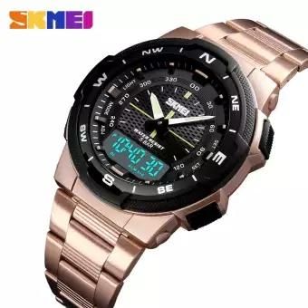 SKMEI Sport Dual Display Waterproof Stainless Steel Strap Digital Watch For Men 1370