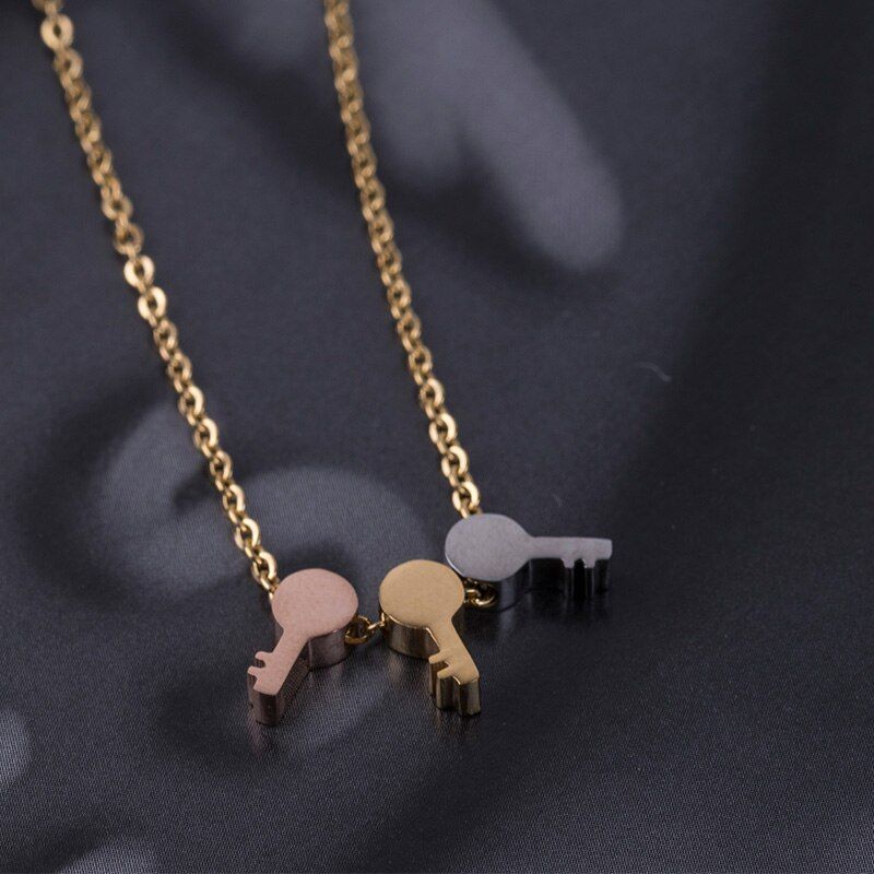 Luxury Necklaces Women Stainless Steel Gold Rose gold Silver Color Love Heart Pendant Jewelry Accessories Girls Gifts(null)