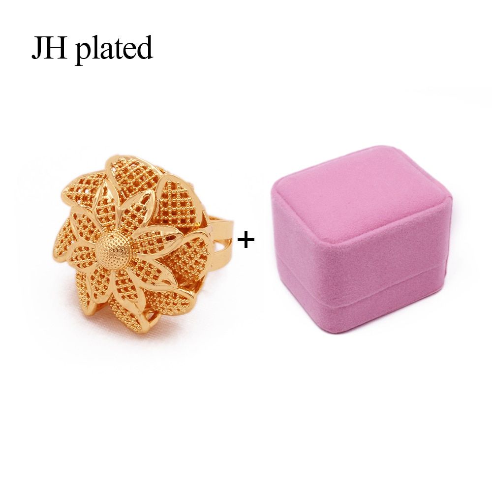 Bride Dubai party 24K color ring for wedding jewelry African wife gifts lovers rings resizable size jewellery