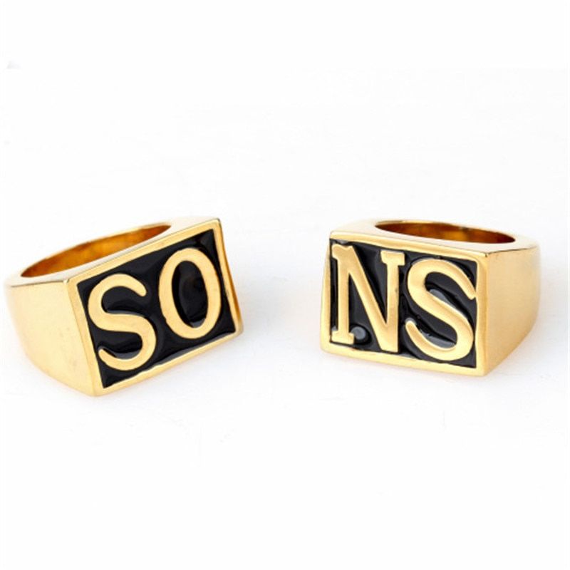 2019 Men Rock Punk Cosplay Sons Of Anarchy Rings White Size 8-13 Motorcycle Club SOA Hip Ring Finger