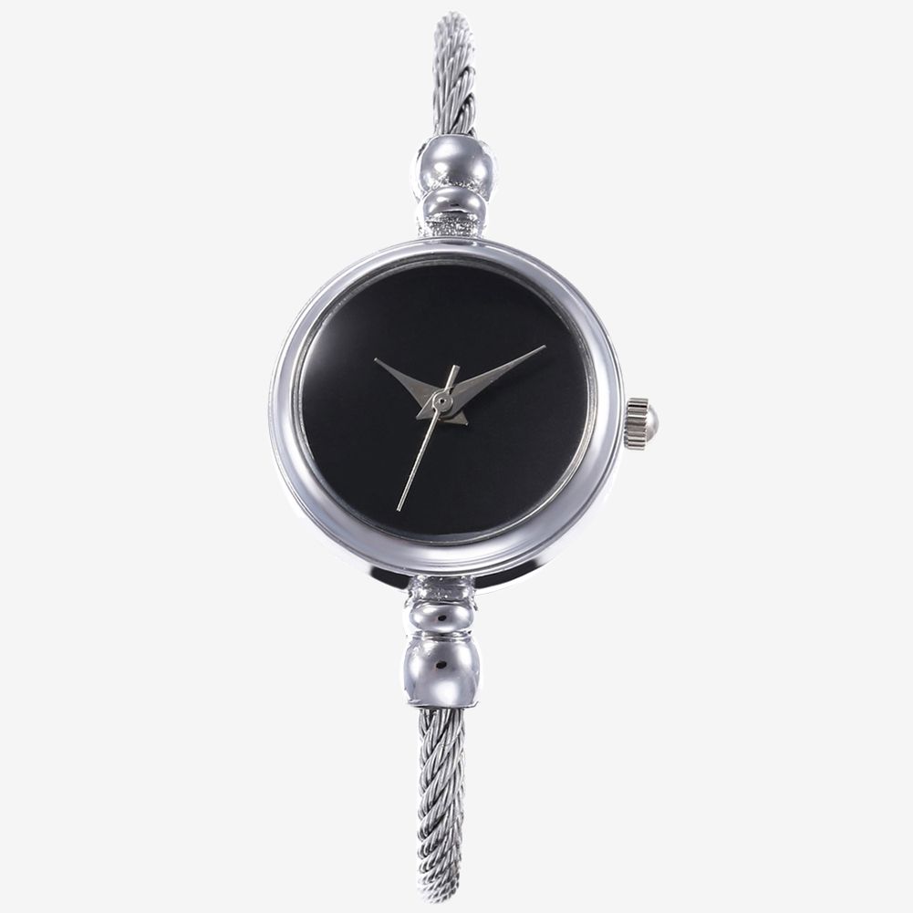 Vist Fox Fashion Women No Scale Round Dial Alloy Wire Band Bangle Quartz Wrist Watch