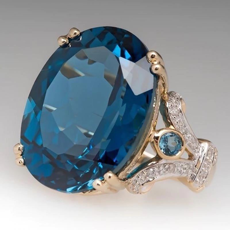 Blue Crystal Ring for Women Blue Color Wedding Finger Ring - Ring For Girls - Ring - Couple Ring