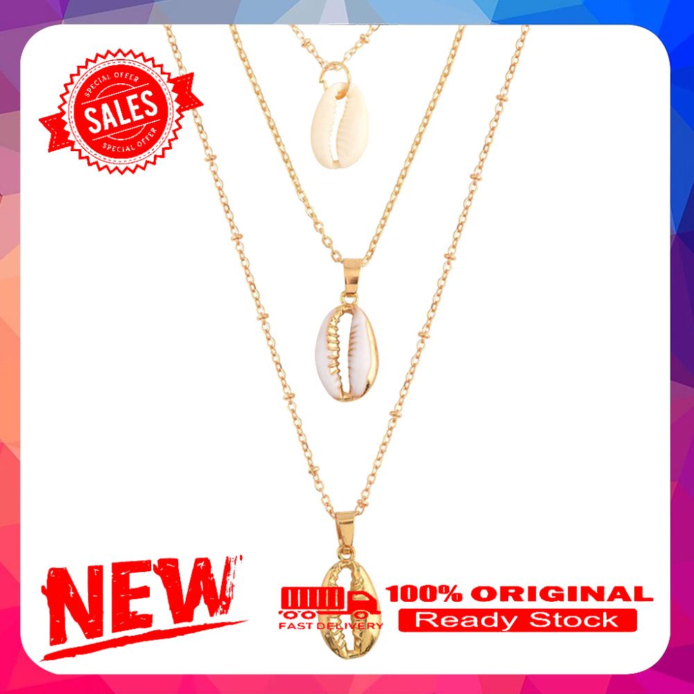 Bohemian Women Summer Beach Multi-layer Sea Shell Pendant Necklace Jewelry