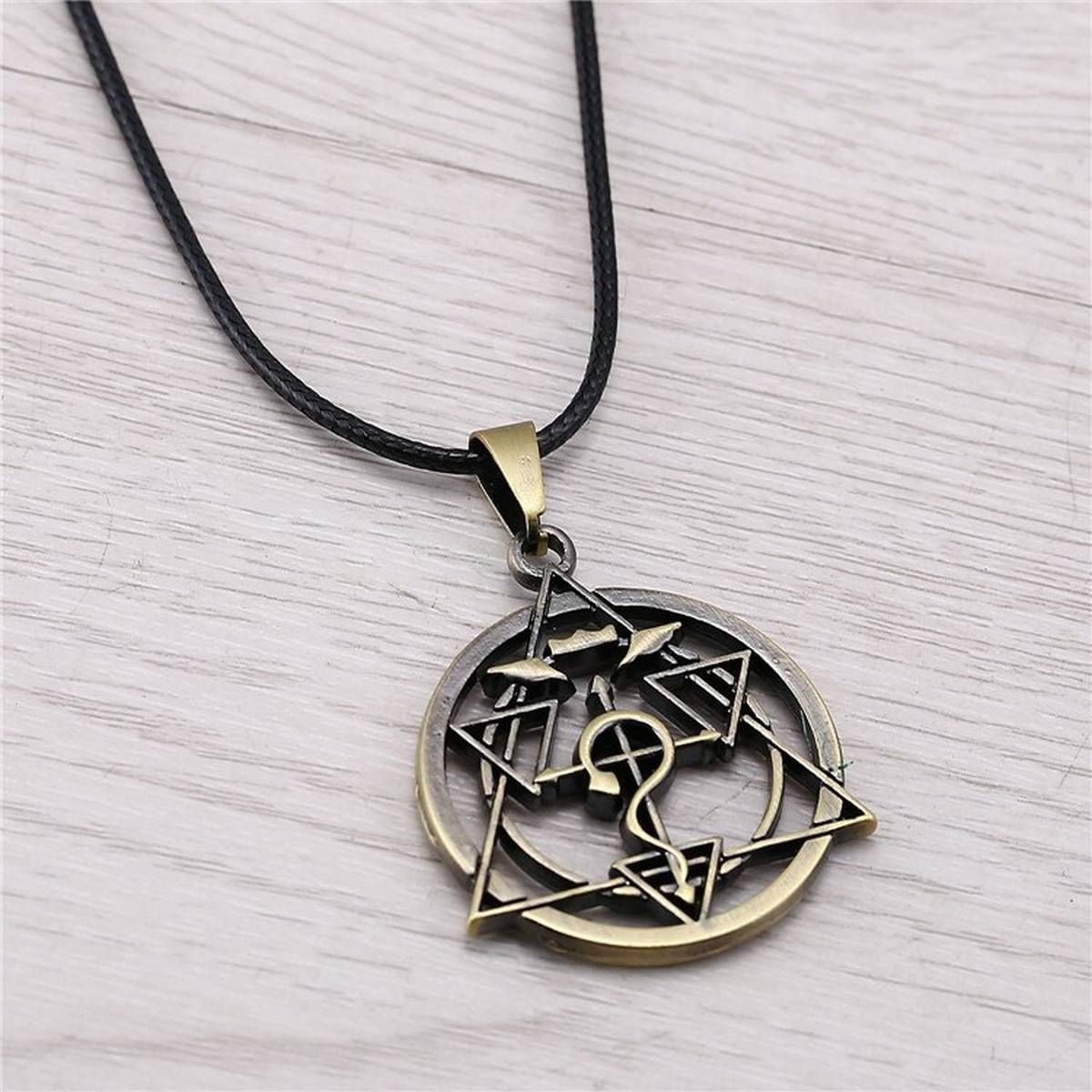 J Store Fullmetal Alchemist Symble Choker Necklaces alloy Pendants Edward Hollow leather rope chain Necklace Anime Souvenir