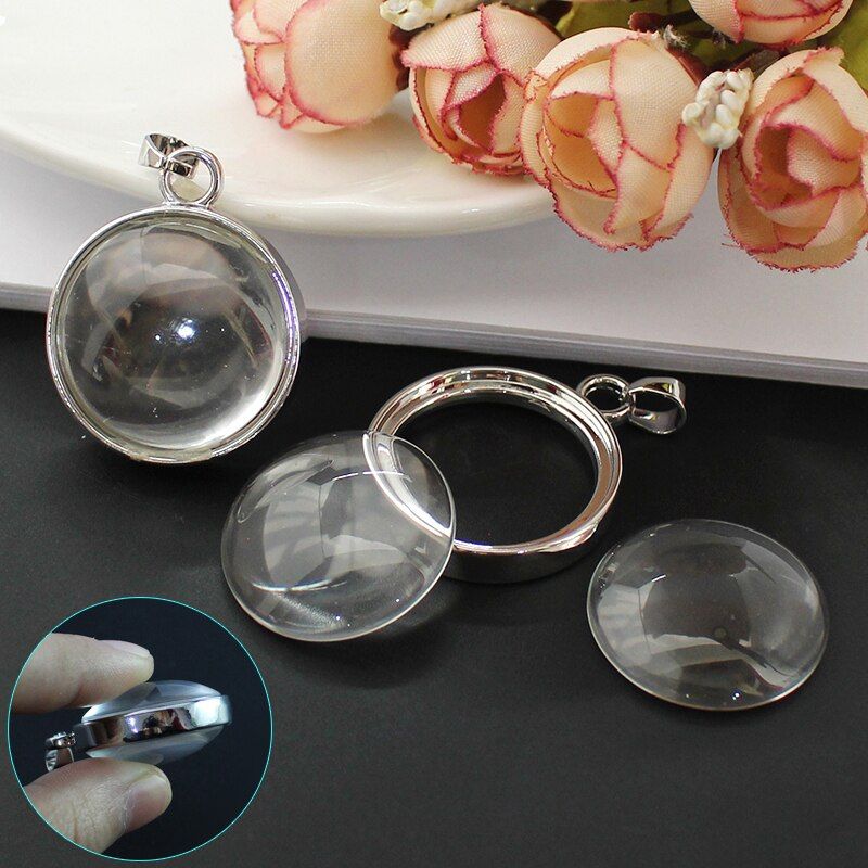 2PCS Glass Locket pendant without chain Glass locket pendant Love locket Dried flower pendant memory locket