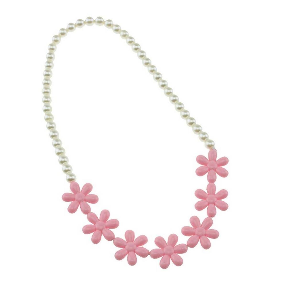 Pearl Necklace Candy Color Necklace Flower Beaded Necklace Children Cosplay Accessory Pink Girl Party Multicolor Jewelry