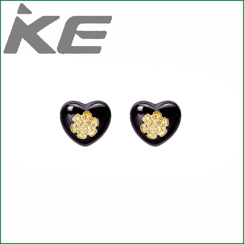 Needle Advanced Design Black Love Earrings Temperament Mature Girl Embossed Flower Stud Earrings Female for gilrs for women low price