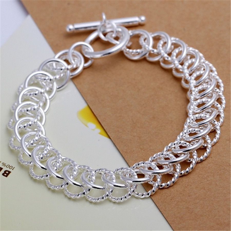 Charms women men silver color bracelets high -quality fashion hot selling classic models silver jewelry Christmas gifts H022