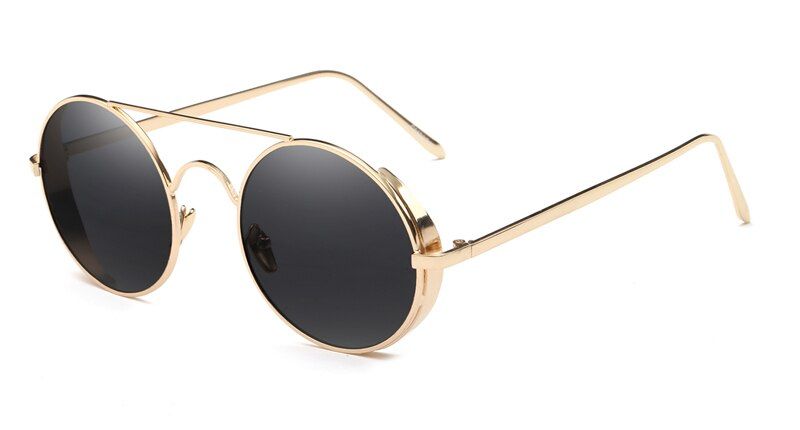 Golden BlackSHAUNA Fashion Women Round Pink Mirror Sunglasses Brand Designer Retro Men Punk Goggle Eyewear