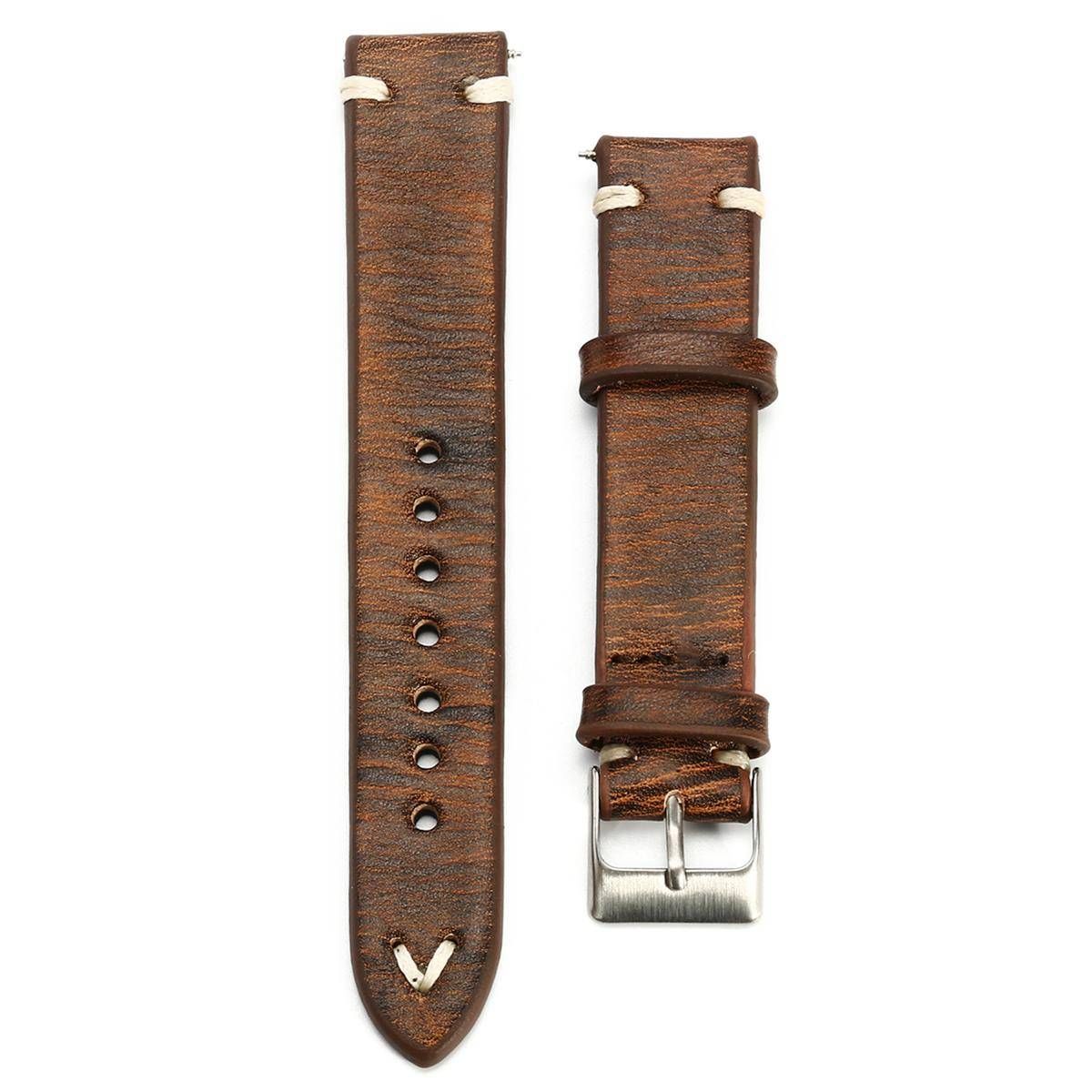 Straps Vintage Style Distressed Leather Wome/Men Watch Band Strap with Stitching [18mm]