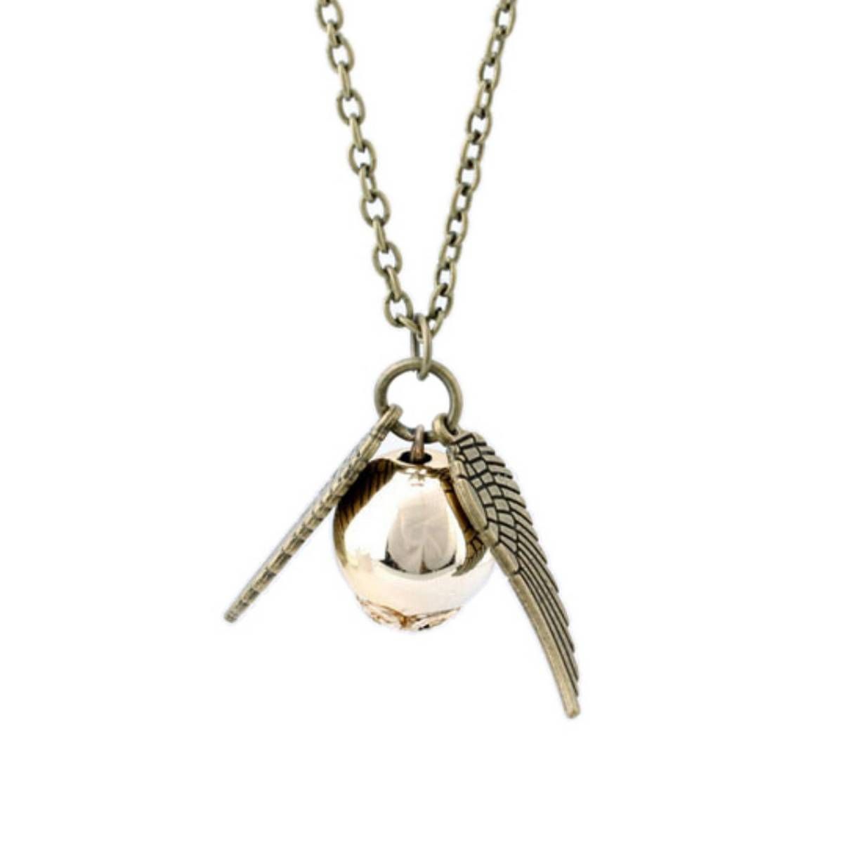 Harry Potter and The Deathly Hallows Gold Snitch Pendant Necklace Unisex Jewelry