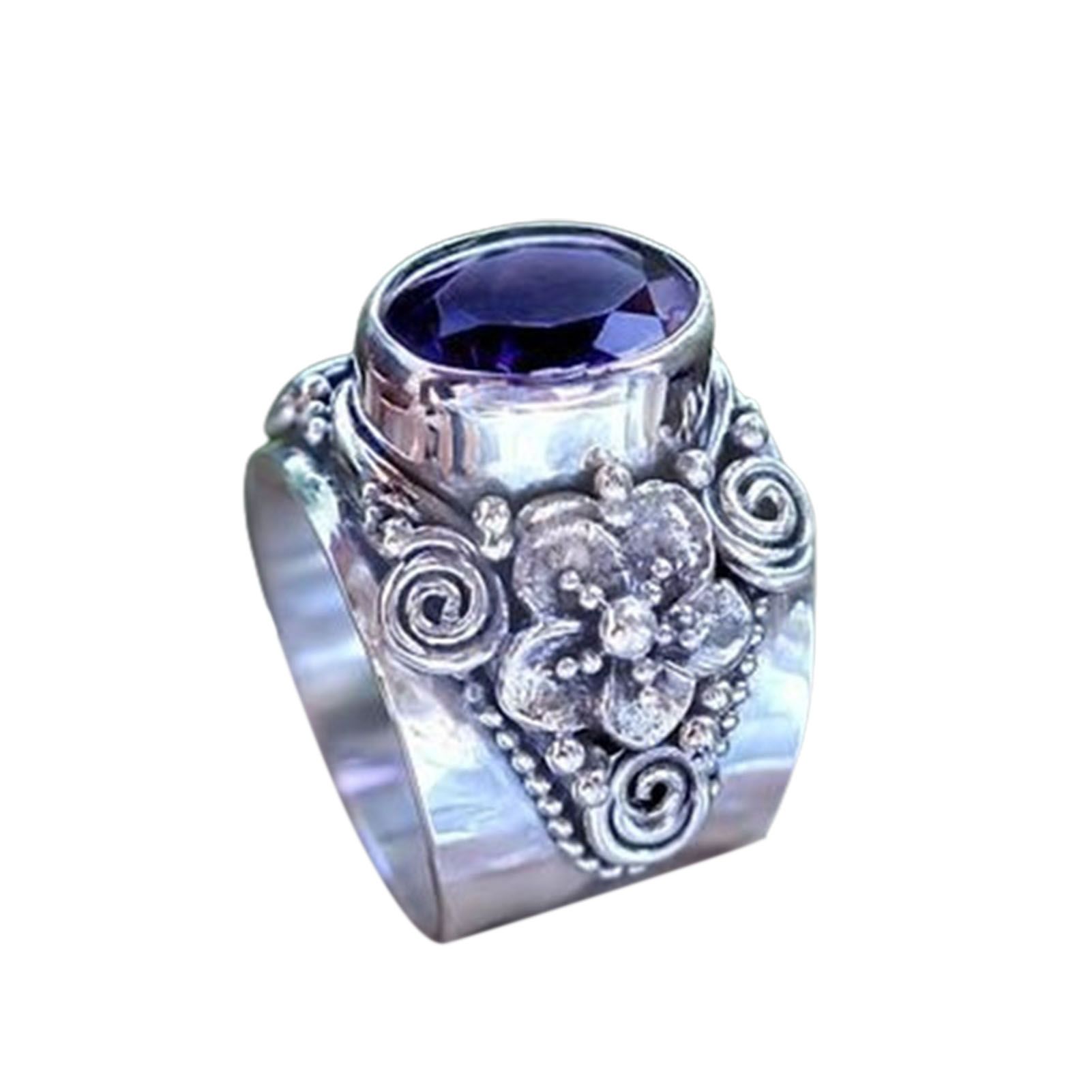 Unisex Ring Fine Workmanship Purple Faux Crystal Finger Band