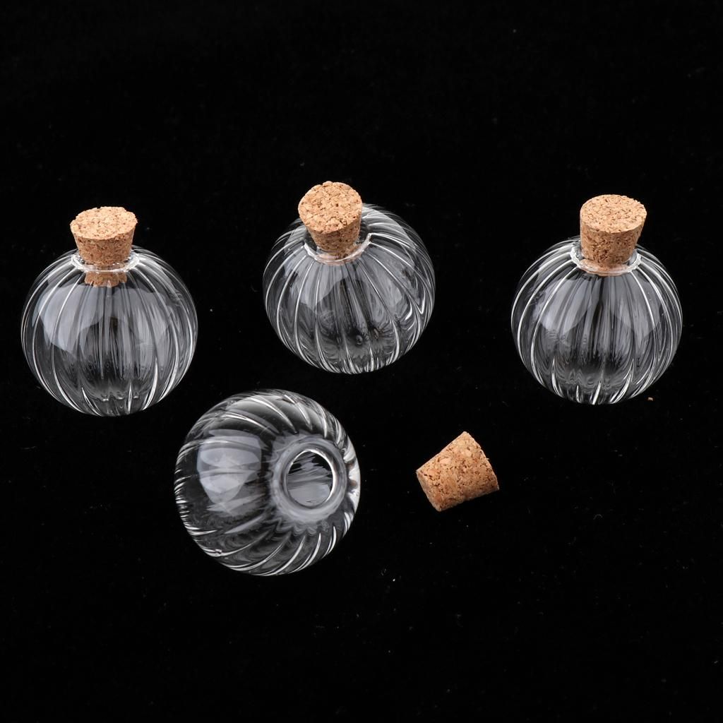 6Pcs Mini Pumpkin Empty Glass Wishing Bottle Vial Pendant Charms Jars 25mm