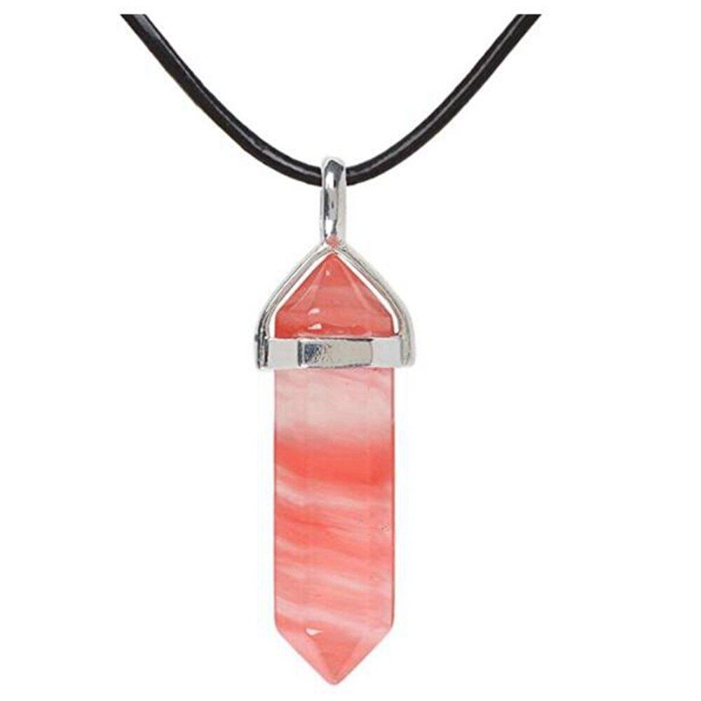 SEVENSTONE Women Crystal Healing Hexagonal Point Pendant Bead 18Inch Black Cord Necklace Stone Pendants Girl Choker