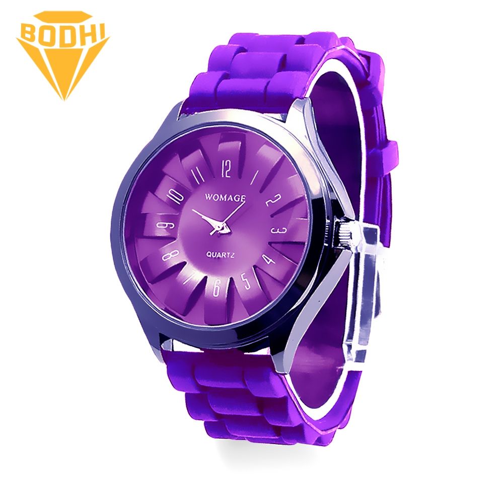 BODHI Silicone Jelly Band Flower Dial Sports Style Watch Men Women Quartz Wrist Watch
