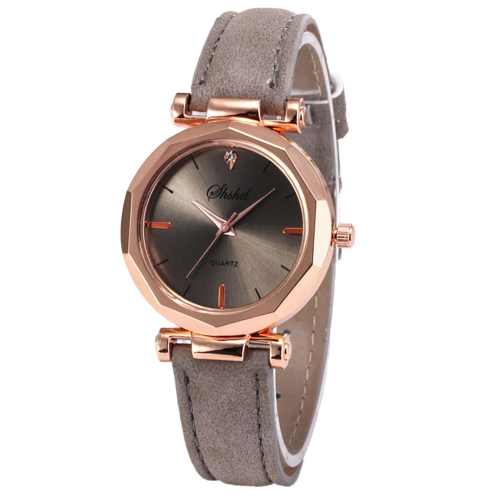 Women Vintage Matte Faux Leather Rhombus Rhinestones Quartz Soft Wrist Watch