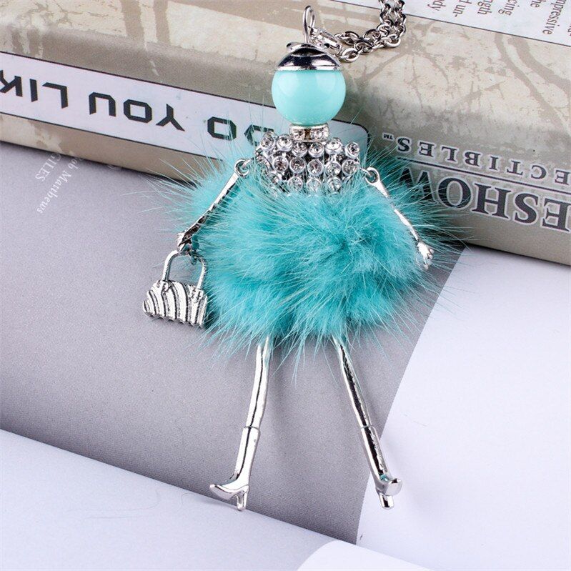 Mix Colors New Fashion Doll Necklace! Winter Various Colors fur Doll Necklace Women Accessories Jewelry Female Gifts Hot