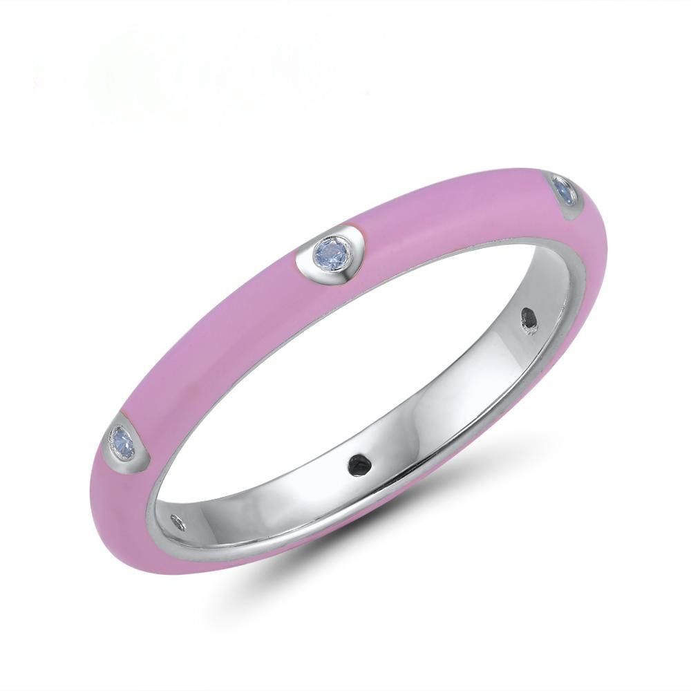 Fashion Jewelry Handmade El Colorful Rainbow CZ Eternity Stackable Ring For women wedding party jewelry